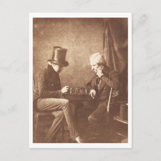 heren die schaken in de jaren 1800 briefkaart (Voorkant)