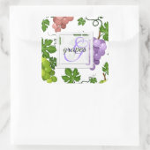 Heren druiven en druiven vierkante sticker (Tas)