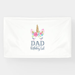 Heren Eenhoorn Vader van de Jarige Meisje Matching Spandoek