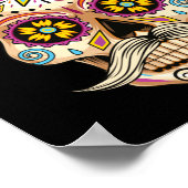 Heren El Jefe Sugar Skull Heren Dia De Los Muertos Poster (Hoek)