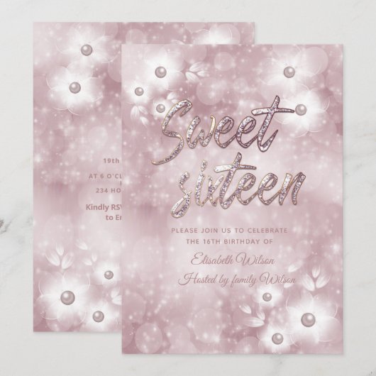 Heren elegant bokeh parelfloranje, zestien kaart (Voorkant / Achterkant)