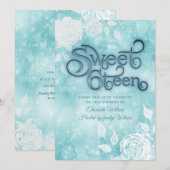 Heren elegant bokeh white rozen zoet zestien kaart (Voorkant / Achterkant)