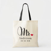 Heren Elegant Script Hart Aangepaste Trouw Monogra Tote Bag (Voorkant)