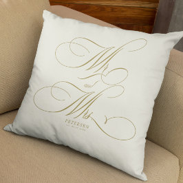 Heren en dames gouden script gepersonaliseerde tro kussen