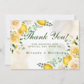 Heren Gele Roses Lemons Weddenschap Bedankt kaarte Kaart (Voorkant)