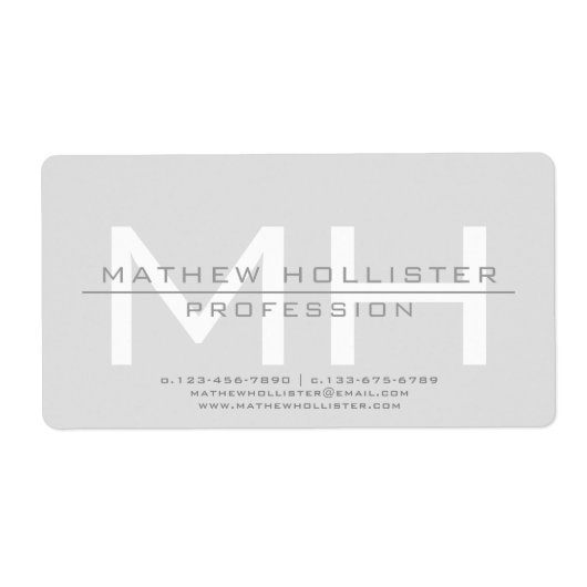 Heren gemerkt, grijs zakenleven etiket (Voorkant)