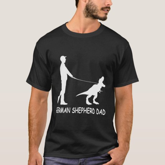 Heren German Shepherd Vader Dinosaur Gsd Eigenaren T-shirt (Voorkant)