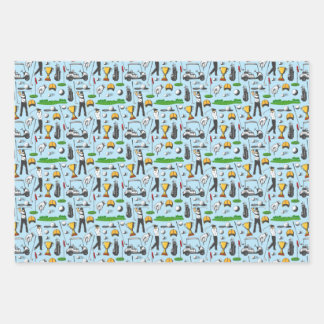 Heren Golfen Golf Sport Symbolen Blauwe Cadeau Inpakpapier Vel