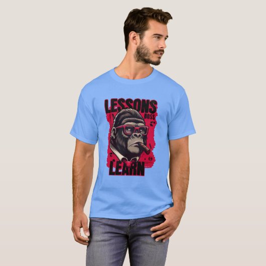 Heren Gorilla Baas Lessen Leren Basic T-Shirt (Voorkant volledig)
