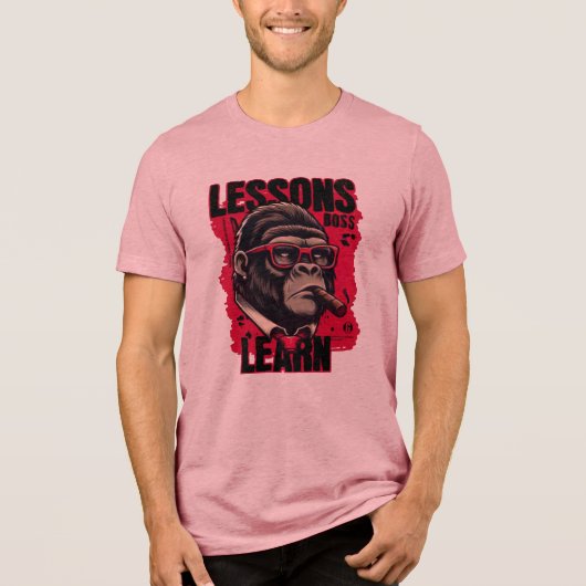Heren Gorilla Baas Lessen Leren Basis T-Shirt (Voorkant)