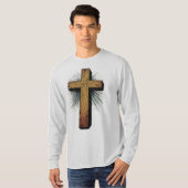 Heren Grafische Christelijke Kruis Lange Mouwen T- T-shirt (Voorkant volledig)