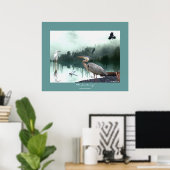 Heren, grot, koeien, libellen, wilde natuur poster (Thuiskantoor)