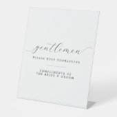 Heren, help jezelf te ontspannen bruiloft reclamebord met voetstuk (Voorkant)