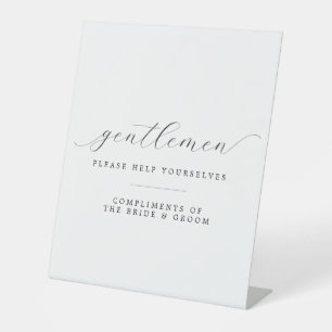 Heren, help jezelf te ontspannen bruiloft reclamebord met voetstuk