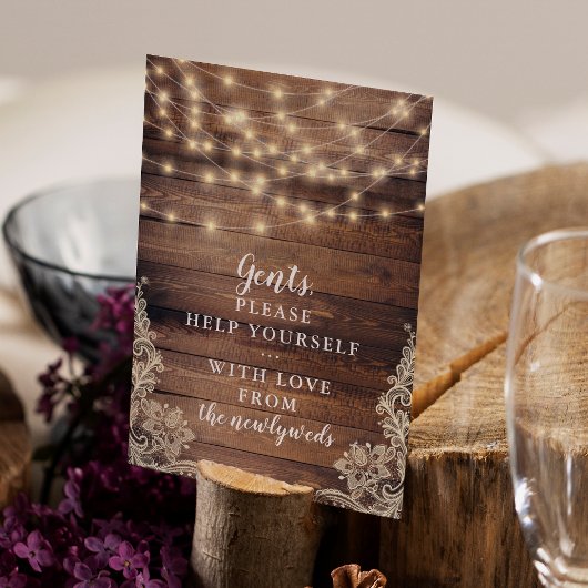 Heren Help Uzelf | Hout & Lichtjes Bord Kaart