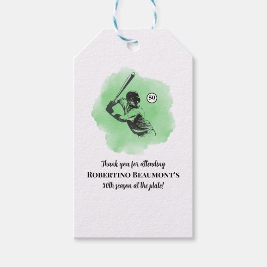 Heren honkbal slaan 50ste verjaardag cadeaulabel (Voorkant)