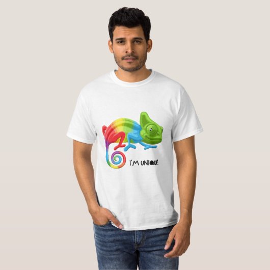 Heren I'm Unique Chameleon Tee - Bold Rainbow T-shirt (Voorkant volledig)