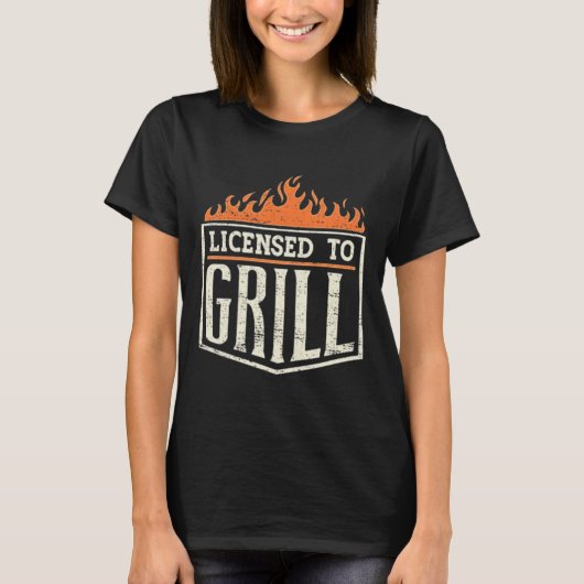 Heren 'Licensed To Grill' Zak Patch Logo Bbq Chef T-shirt (Voorkant)