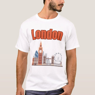 Heren London Skyline Groot Lettertype T-shirt