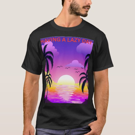 Heren luie dag zonsondergang T-shirt (Voorkant)