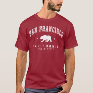 Heren Maroon San Francisco - Grizzly Bear Design T-shirt
