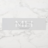 Heren met monogram, grijs zakelijk waterfles etiket (Enkel label)