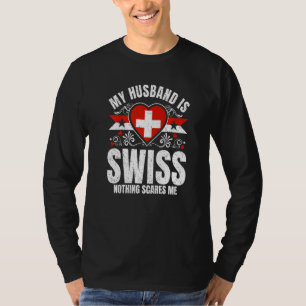 Heren Mijn Man Is Zwitserse Vlag Erfenis Roots T-shirt