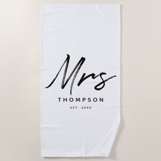 Heren moderne zwart-wit minimalistische scriptie  strandlaken (Voorkant)