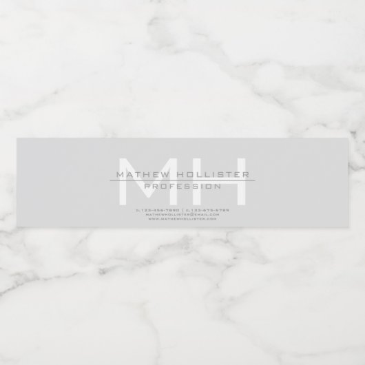 Heren Mono, Grijs Zakelijk Waterfles Etiket (Enkel label)