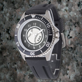 Heren Monogram Baseball Horloge Zwart