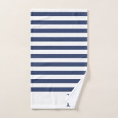Heren Monogram Initiaal Blauw en Witte Strepen Bad Handdoek (Handdoek)