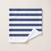 Heren Monogram Initiaal Blauw en Witte Strepen Bad Handdoek (Wasdoekje)
