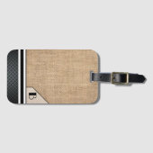 Heren Monogram Jute Zwarte Diamant Afbeelding Bagagelabel (Voorkant (horizontaal))