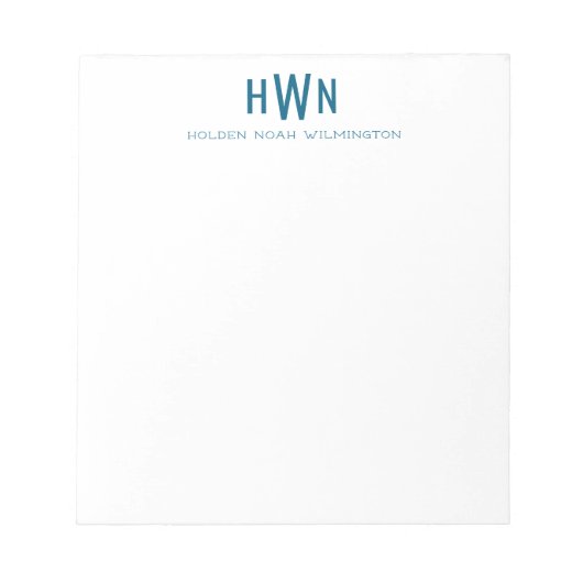 Heren Monogram Professional Navyblauw ongevoerd Notitieblok (Voorkant)