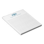 Heren Monogram Professional Navyblauw Schrijven Notitieblok (Schuin)