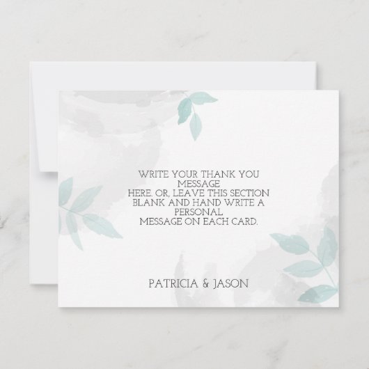 Heren munt en grijs huwelijk bedankkaart (Achterkant)