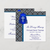 Heren Navyblauw Grijs Ter Herinnering Memorial Kaart (Voorkant / Achterkant)