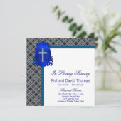 Heren Navyblauw Grijs Ter Herinnering Memorial Kaart (Staand voorkant)