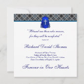 Heren Navyblauw Grijs Ter Herinnering Memorial Kaart (Achterkant)