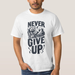 Heren Never Give Up Gebroken Kettingen Motiverende T-shirt