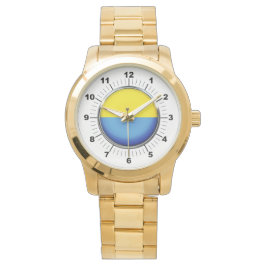 Heren Oekraïne Vlag Overmaat Gouden Armband Horlo Horloge