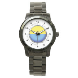Heren Oekraïne Vlag Oversized Zwarte Armband Horlo Horloge