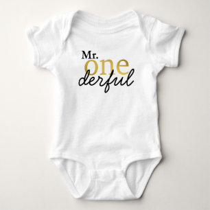 Heren Onederful Zwart en Nep Goud Baby Shirt