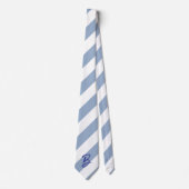 Heren Ontwerper Das Stijlvol Blauw & Wit Streep (Voorkant)