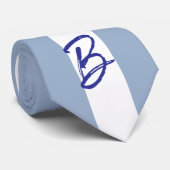 Heren Ontwerper Das Stijlvol Blauw & Wit Streep (Opgerold)