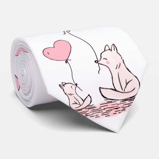 Heren Ontwerper Ties Kat Roze Harten Stropdas (Opgerold)