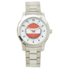 Heren Oostenrijkse Vlag Oversized Zilveren Armband Horloge