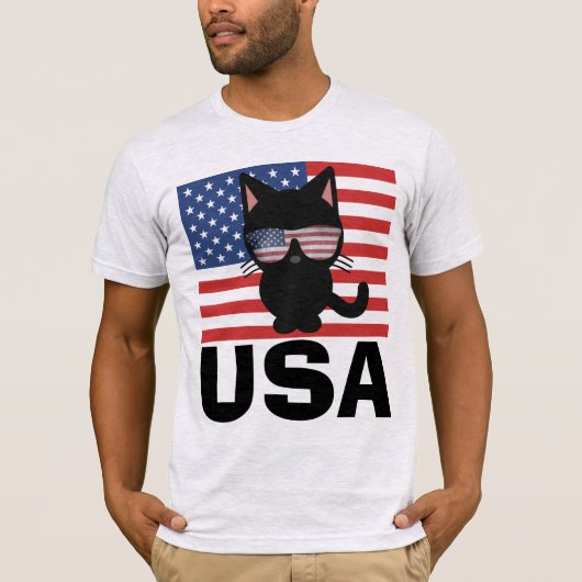 HEREN PATRIOTISCHE KATTEN T-SHIRTS (Voorkant)