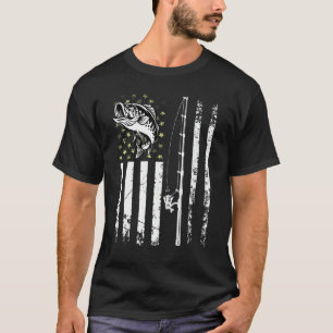 Heren Patriottische Vis Camouflage Usa Vlag Bass F T-shirt