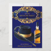 Heren Pet Cane Whiskey Gold Navy Verjaardag Kaart (Voorkant)